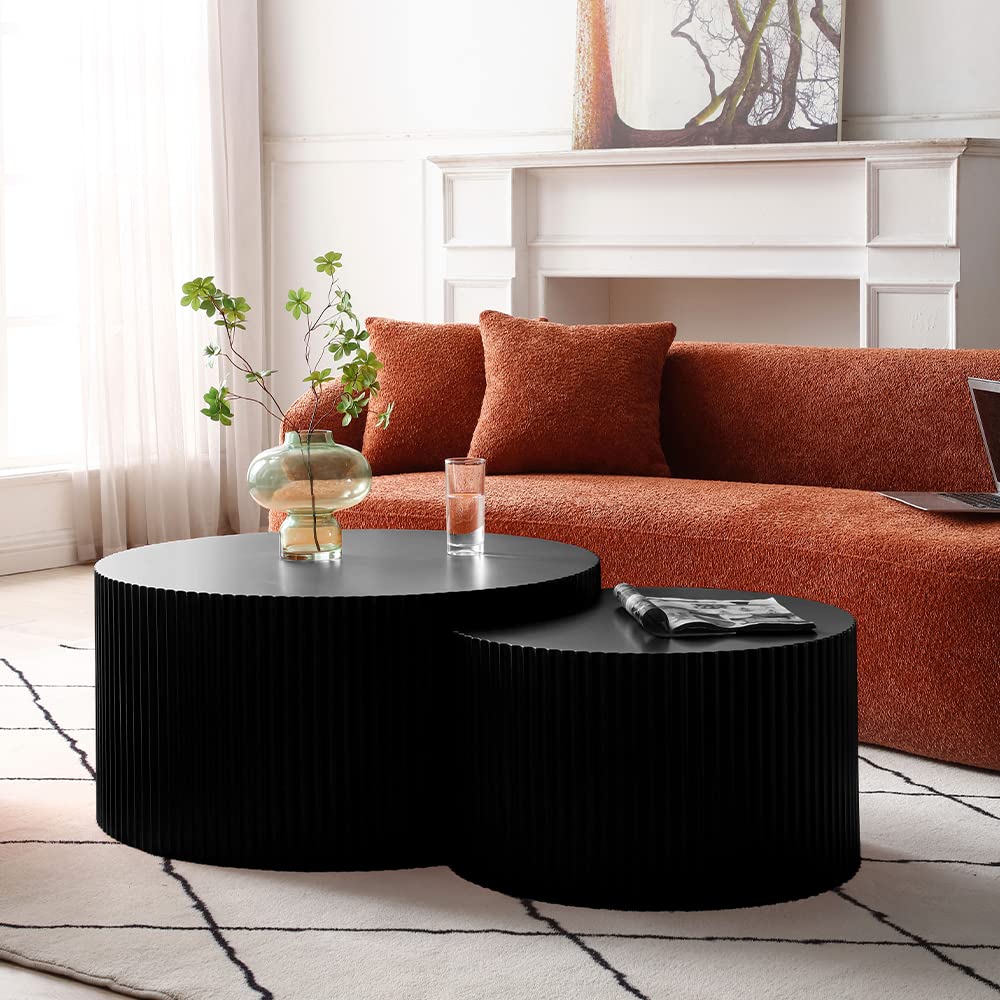 Nesting Coffee Table Set of 2(Crescent Neating-black)