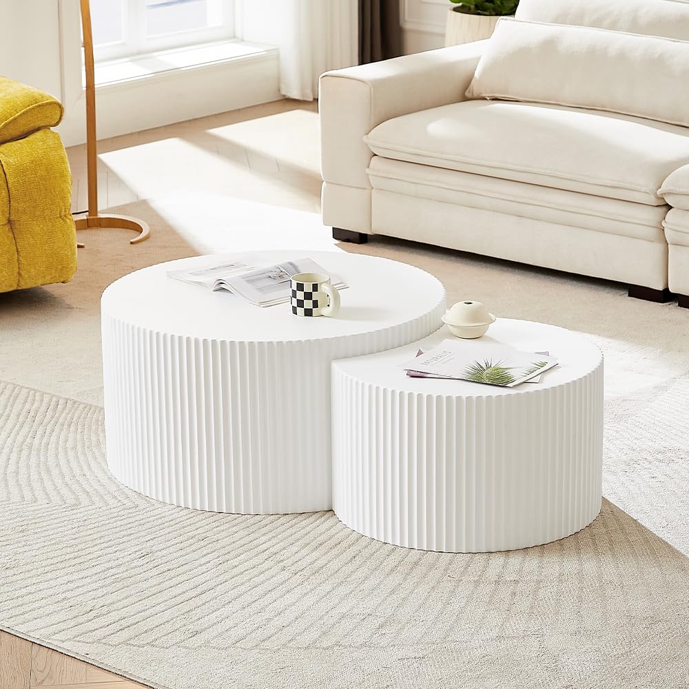 Nesting Coffee Table Set of 2(Crescent Neating-white)