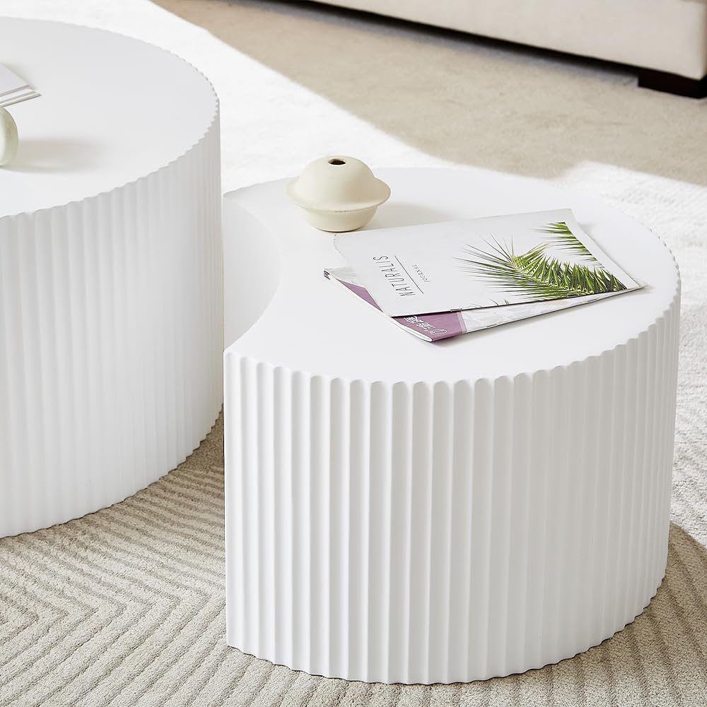 Nesting Coffee Table Set of 2(Crescent Neating-white)