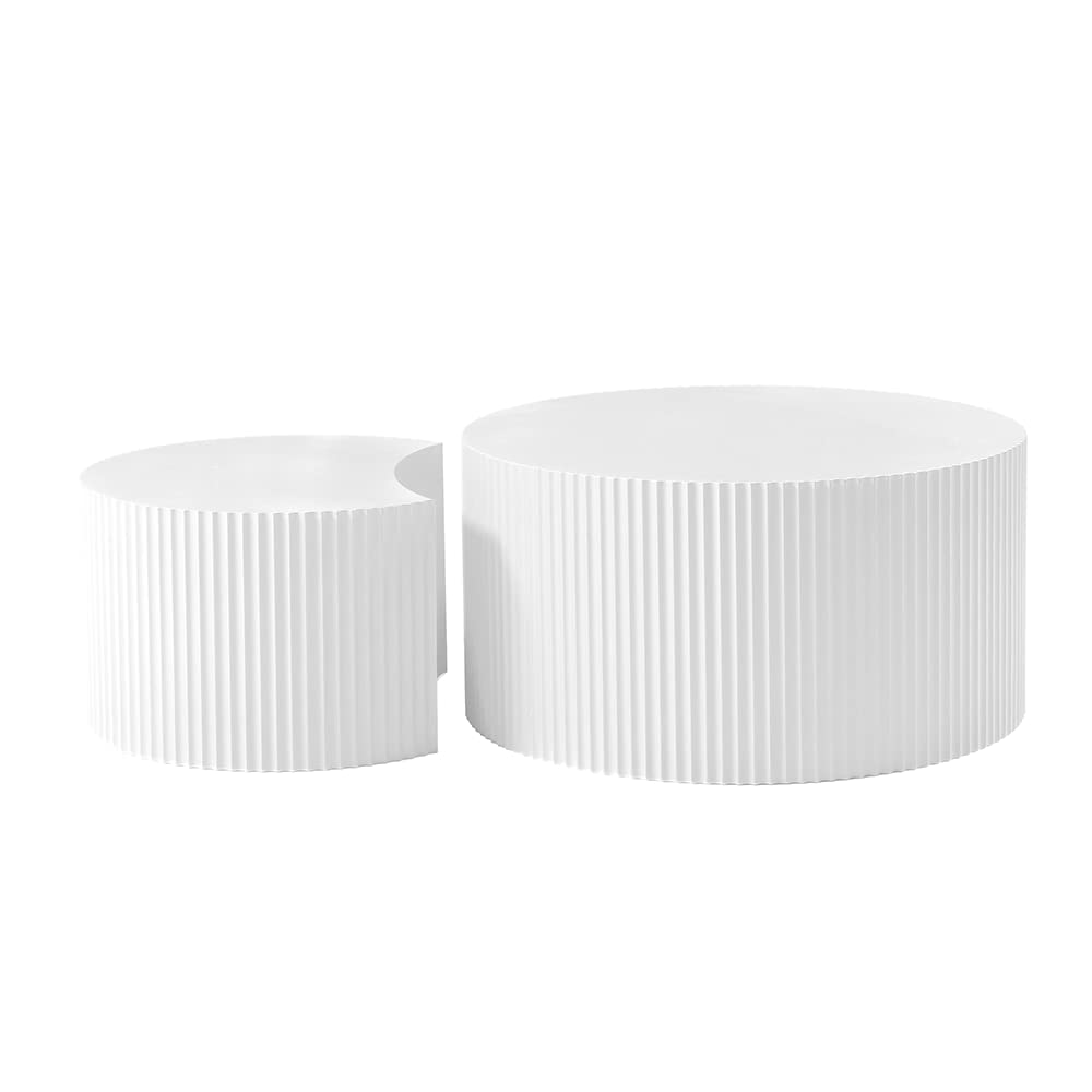 Nesting Coffee Table Set of 2(Crescent Neating-white)