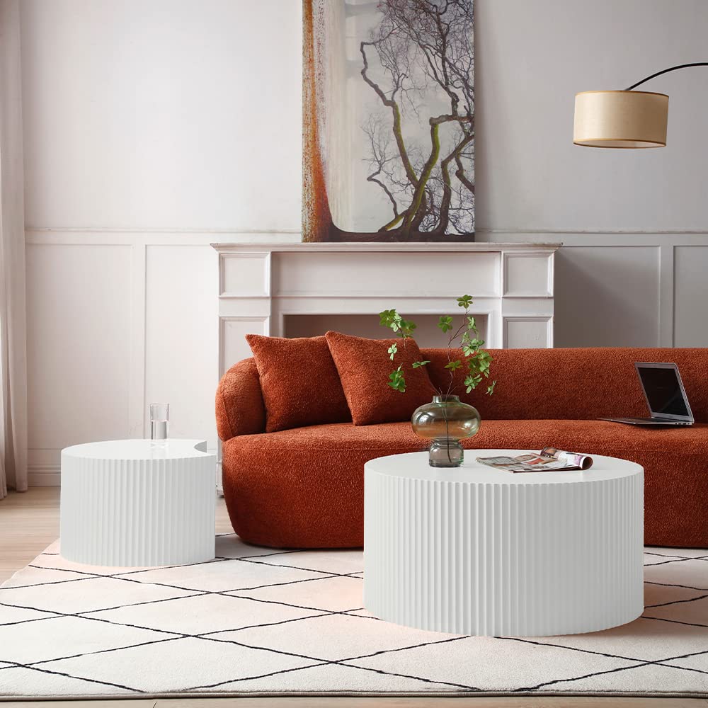 Nesting Coffee Table Set of 2(Crescent Neating-white)