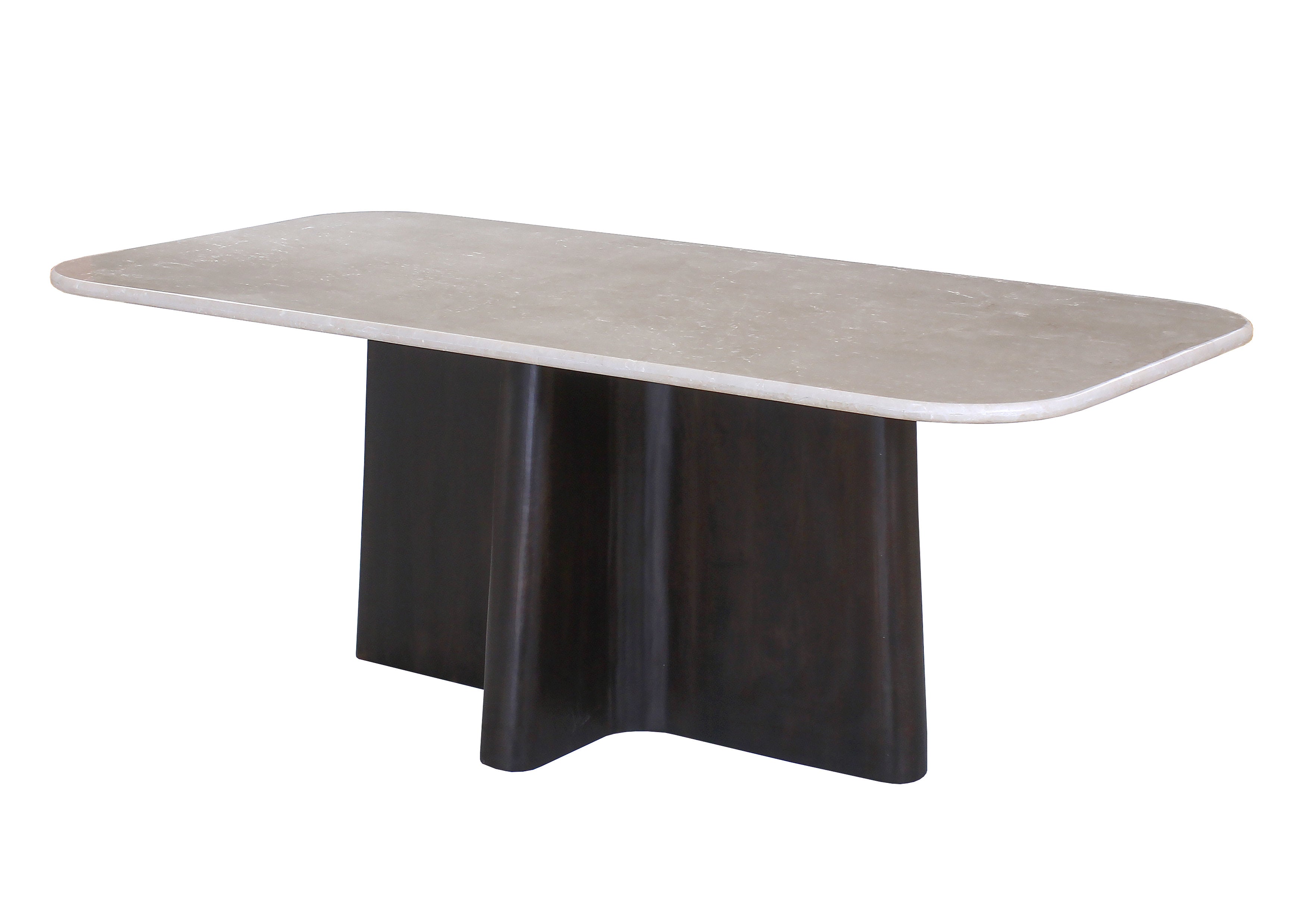 Marble Top & Espresso Dining Table – 79" Solid Mango Wood Base