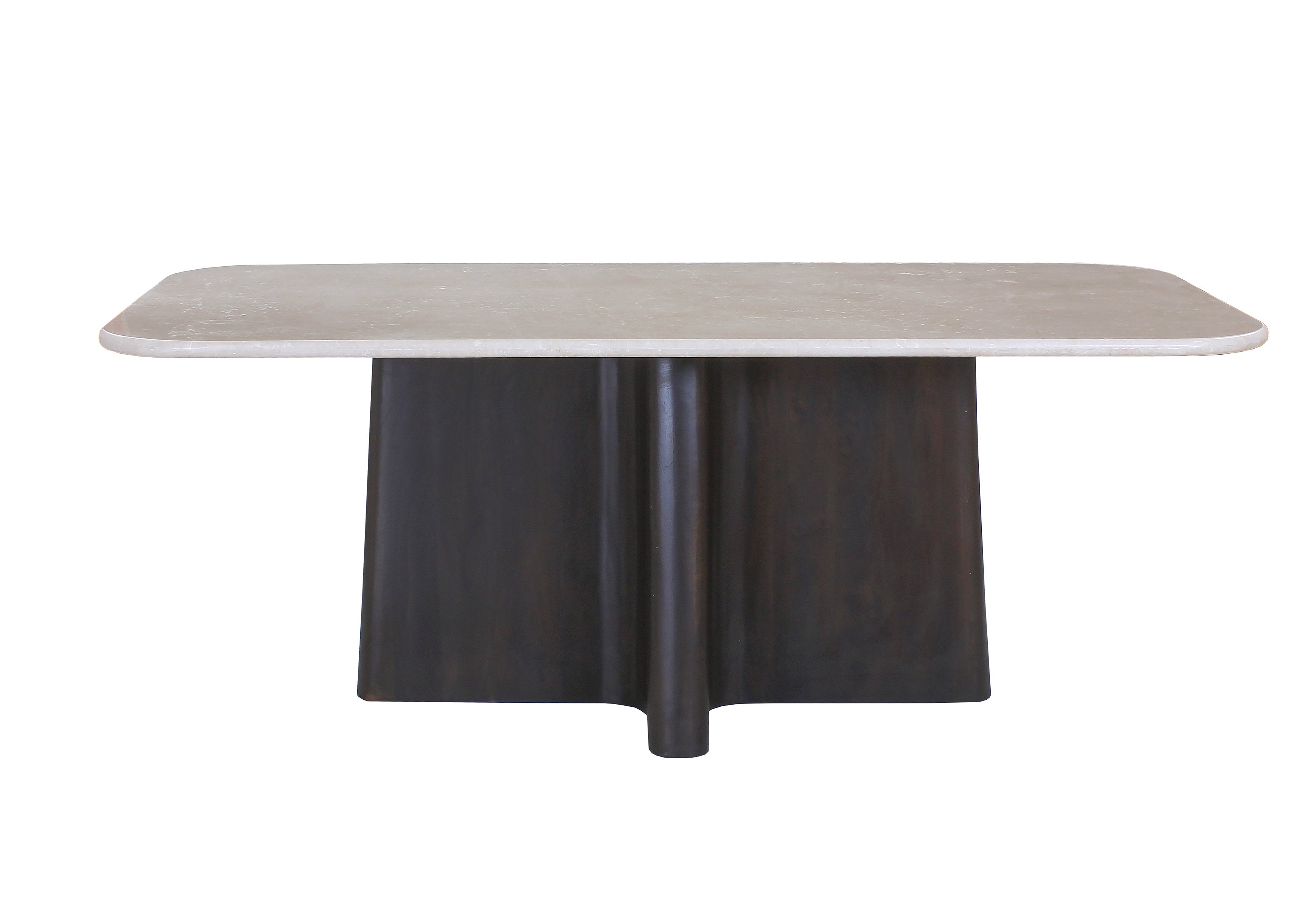Marble Top & Espresso Dining Table – 79" Solid Mango Wood Base
