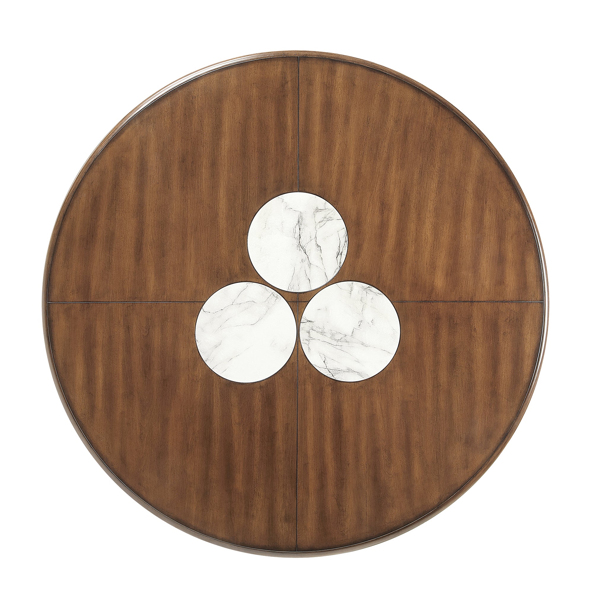 Engineered Stone & Brown Round Dining Table