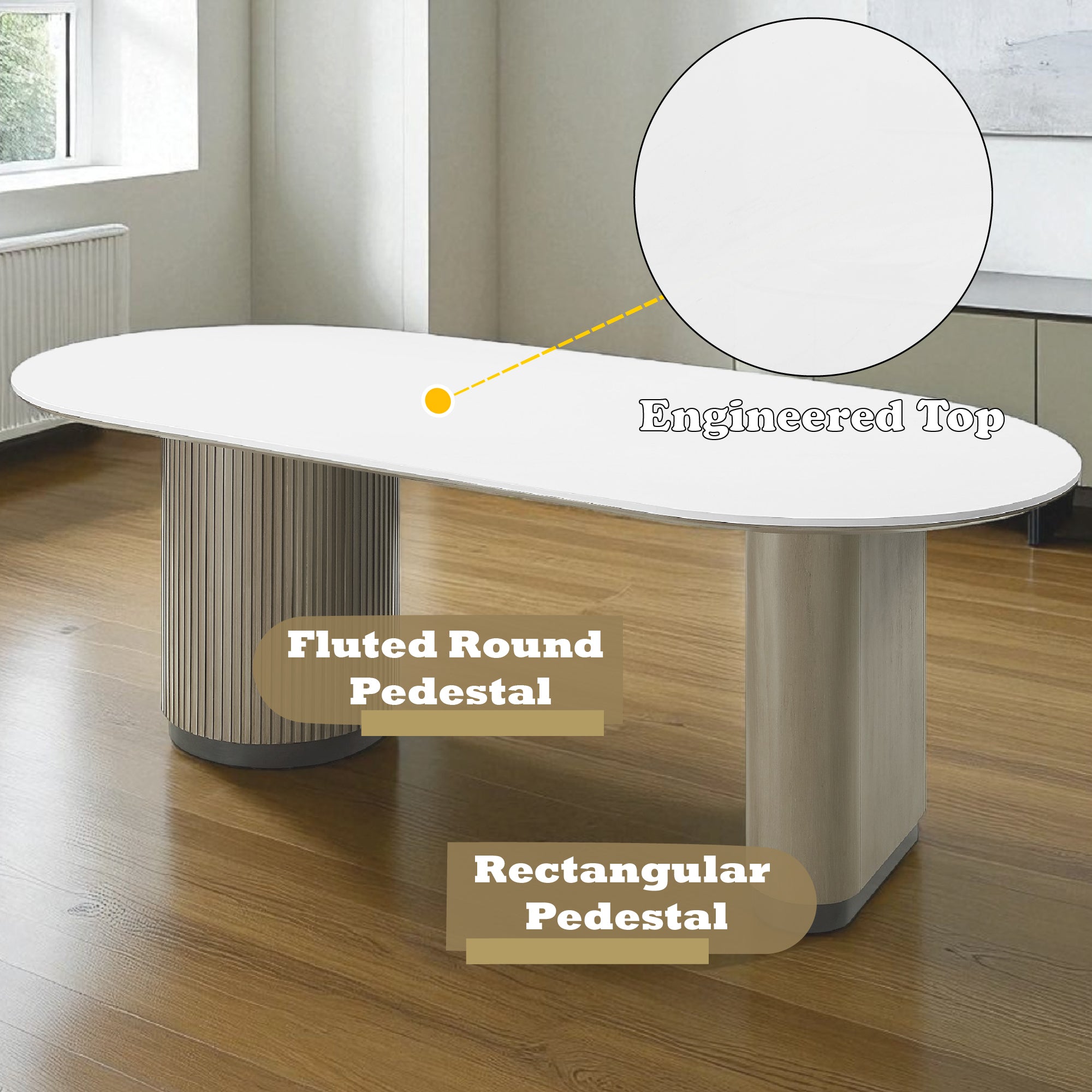 Engineering Top & Light Oak Dining Table