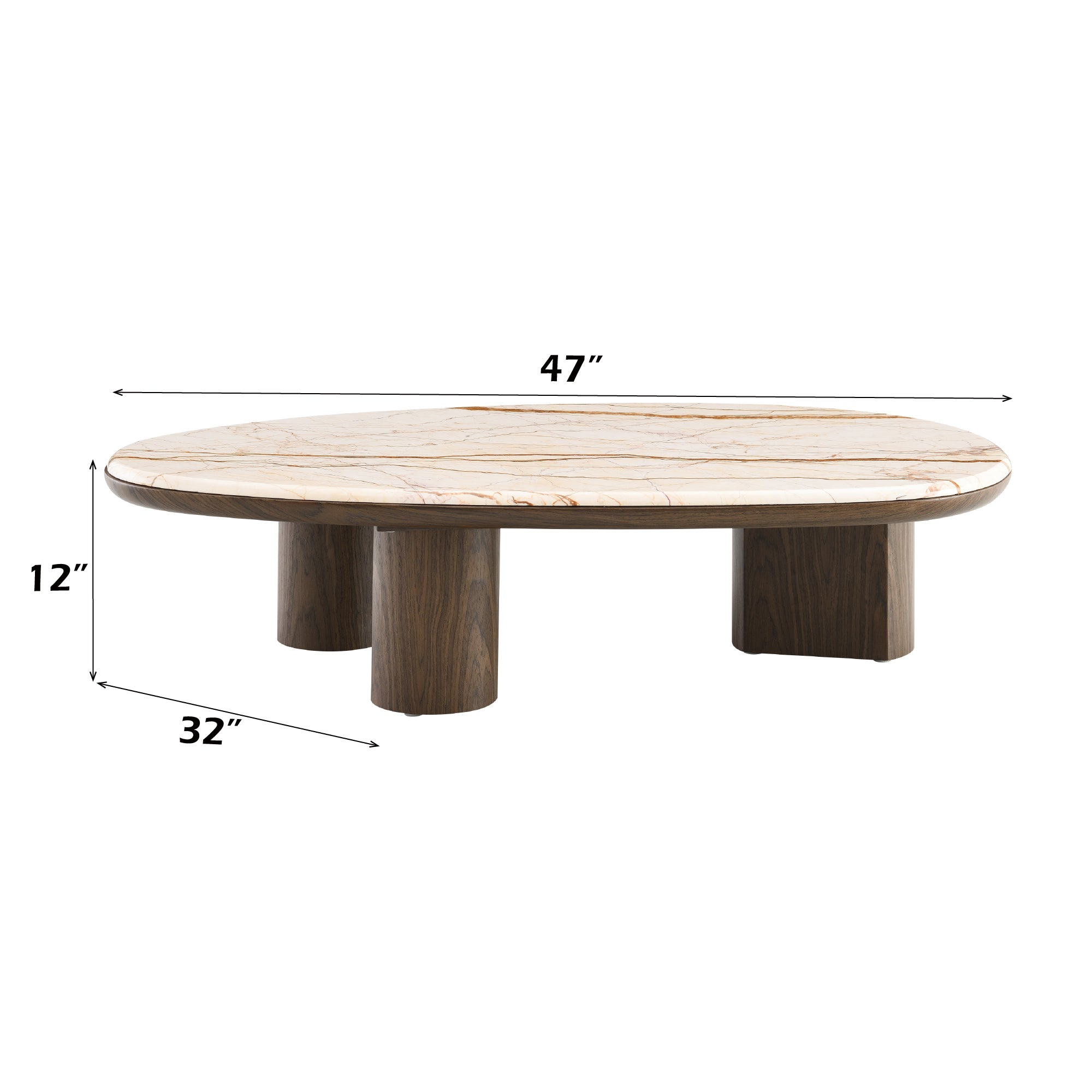 Haidar Natural Marble & Brown Coffee Table/End Table