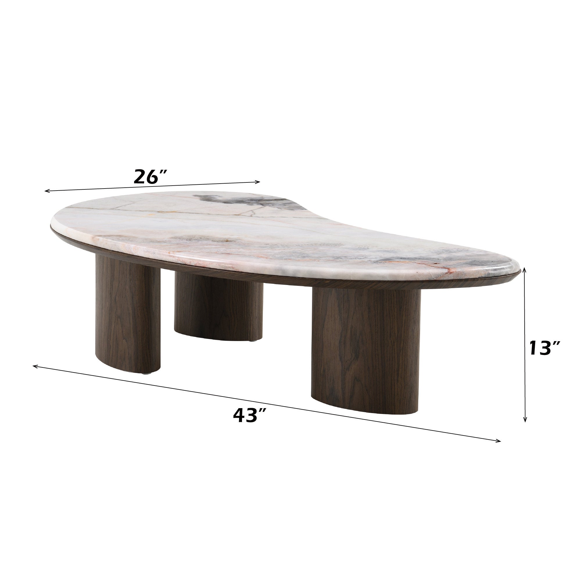 Hanale Natural Marble & Brown Coffee Table/End Table
