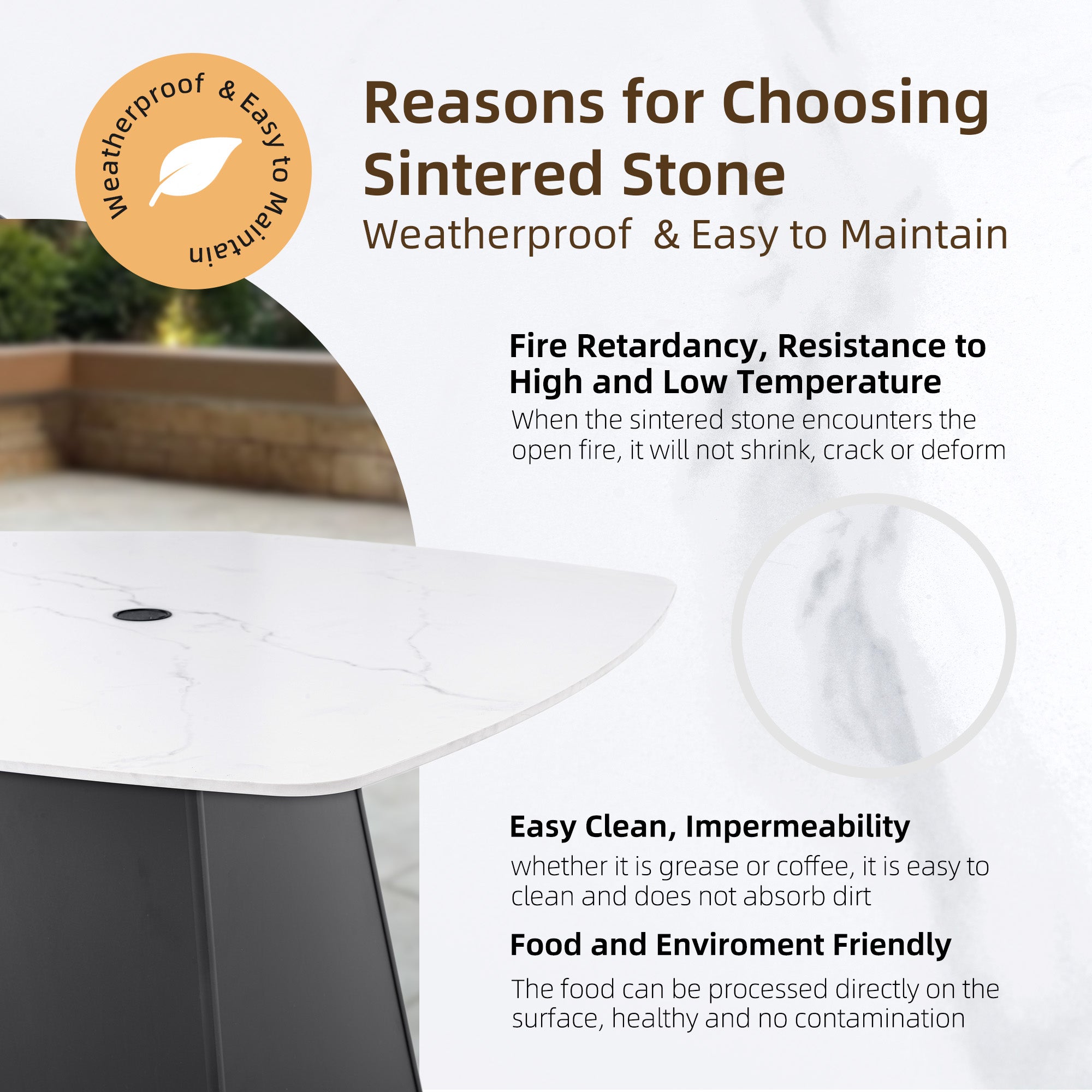 Outdoor Pedestal Dining Set | 44" Rounded Square Sintered Stone Table + 4 Armchairs – Sunbrella Cushions, Rust-Free Aluminum, Weather-Resistant