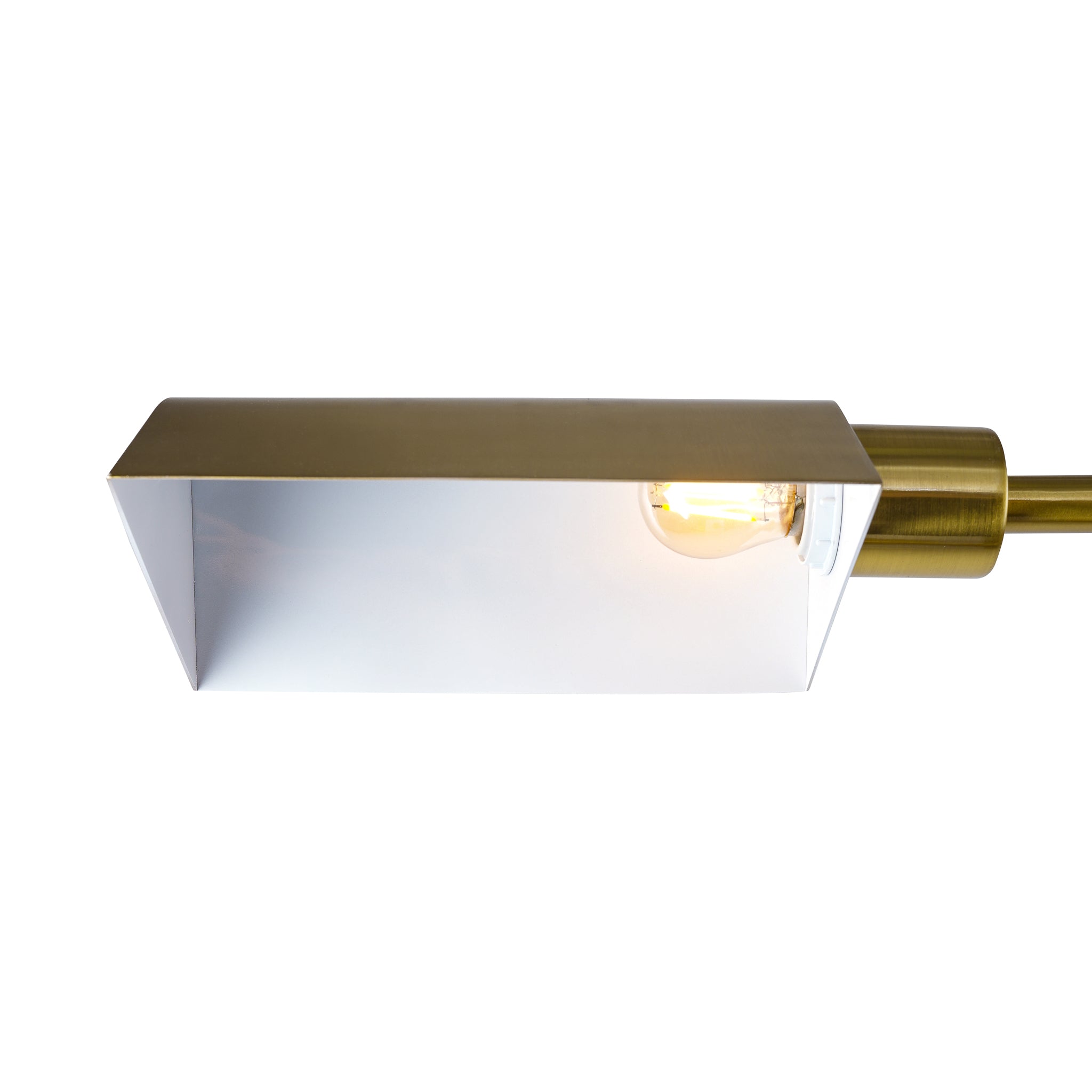 Slim Standing Light with Neutral Shade | 65" Tall Floor Lamp – Gold Outer / White Inner Shade, Foot Switch, Modern/Industrial