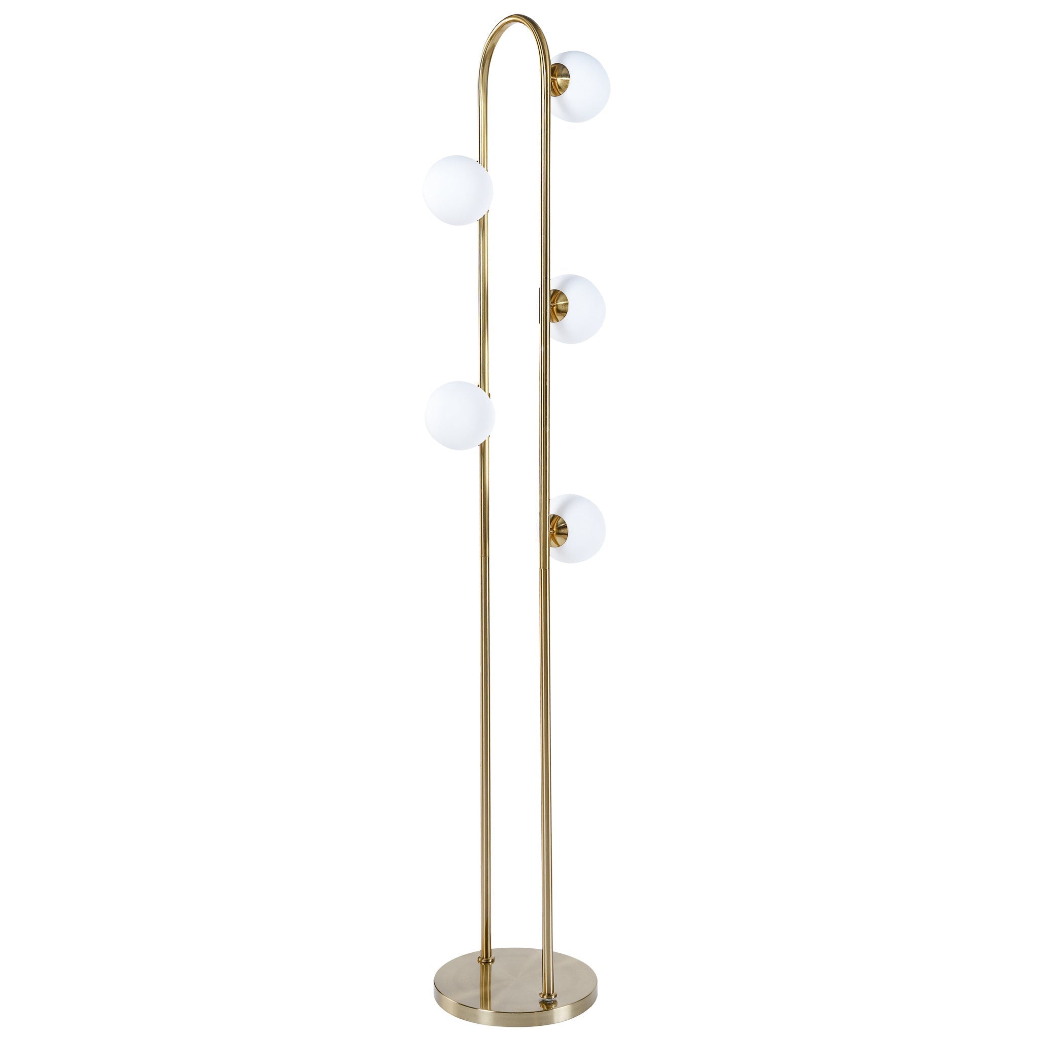 Modern Floor Lamp for Living Room | 66" Tall LED Lamp – Gold Metal, 5-Light G9 Bulb, Foot Switch, Industrial/Corner Design