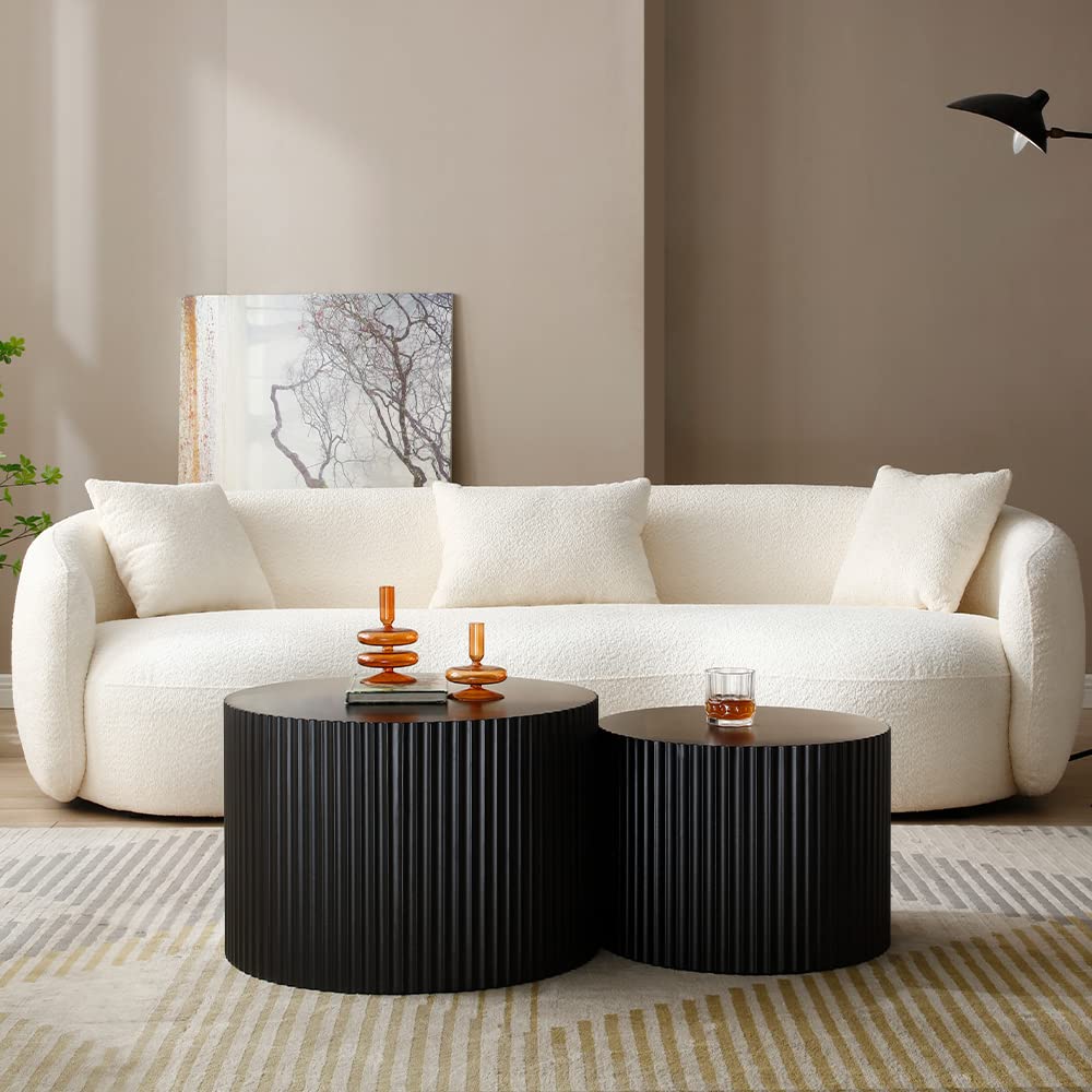 Nesting Coffee Table Set of 2(Round Neating-black)