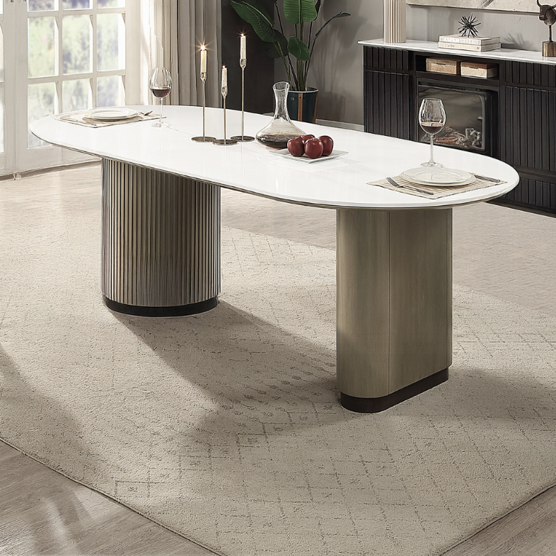 Engineering Top & Light Oak Dining Table