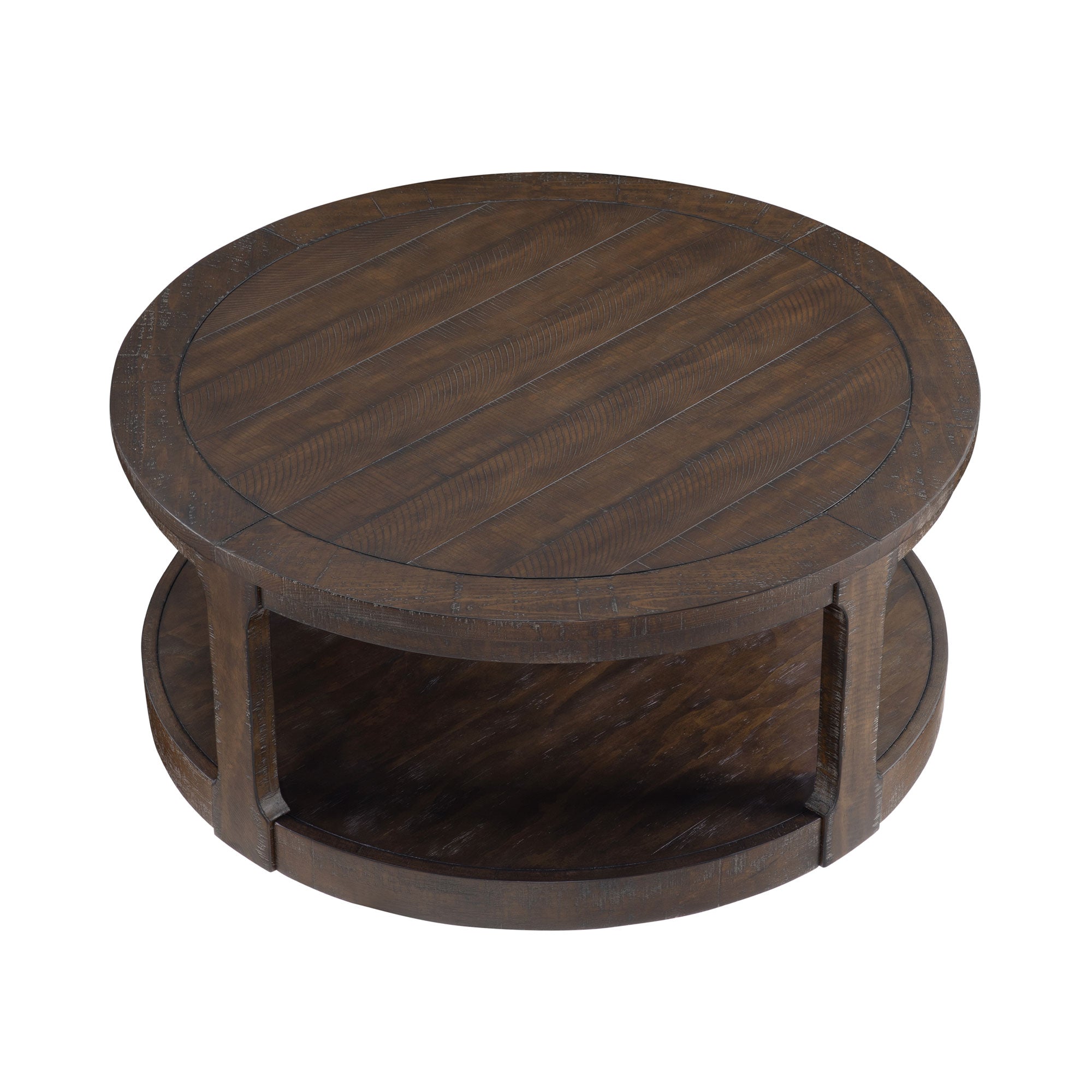 40 - inch 2 - Tier Traditional Round Wooden Coffee Table with Wheels