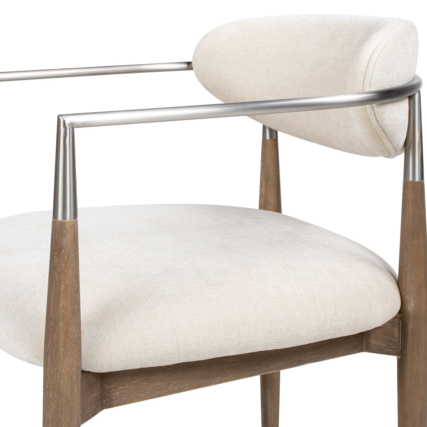 Upholstered Dining Arm Chair, Warm White Chenille/Counter Stool