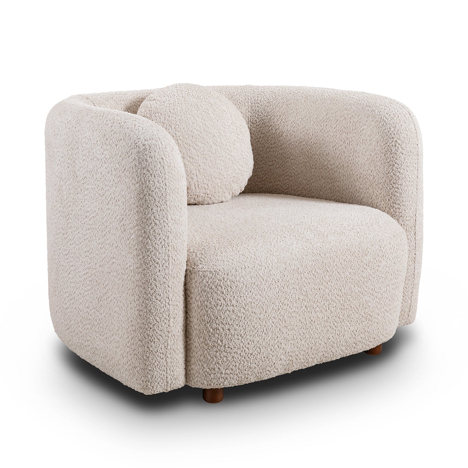 Living Room Armchair: Boucle Upholstered Single Cloud Couch in Japandi Style