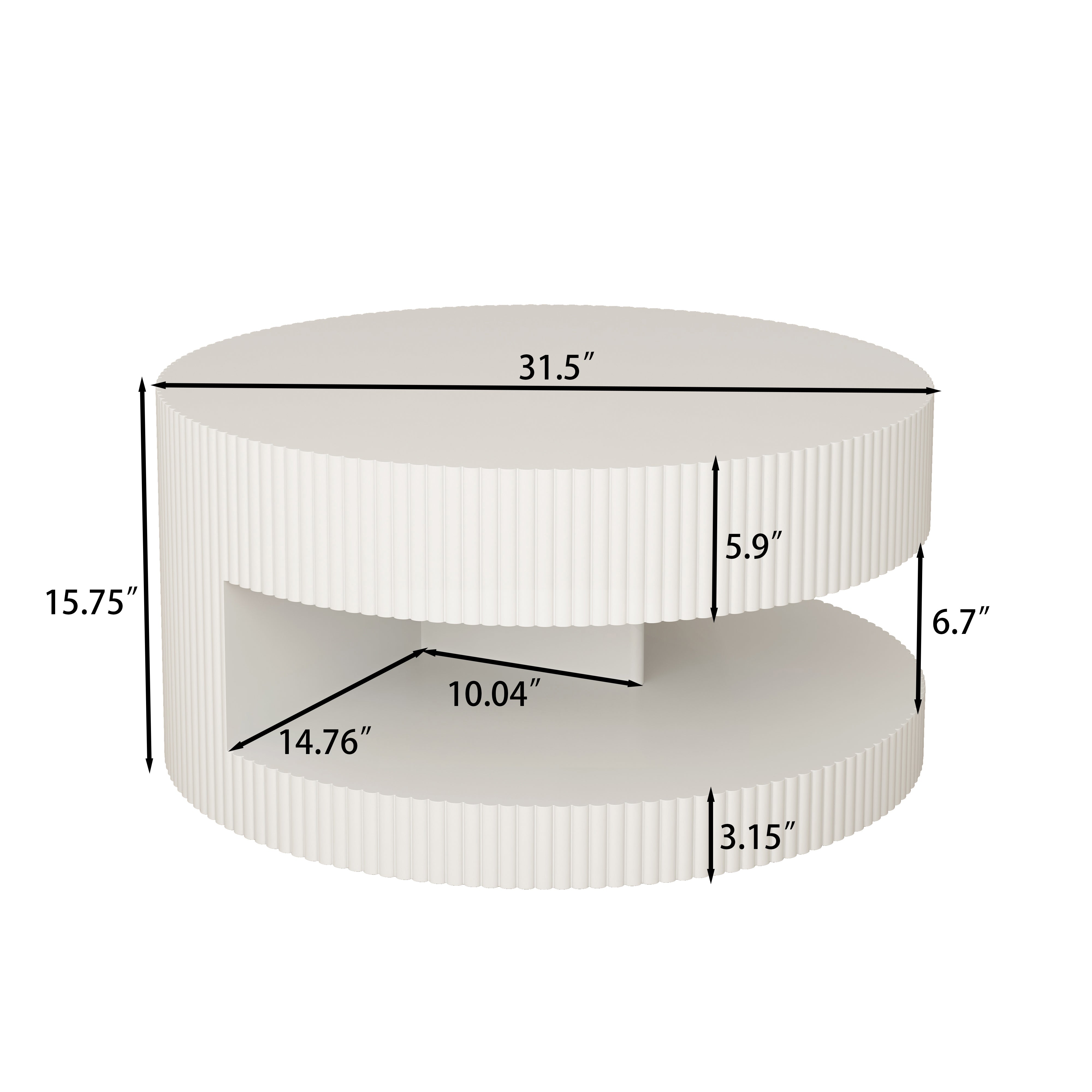 Living Room Coffee Table - 31.5'', Round with Storage
