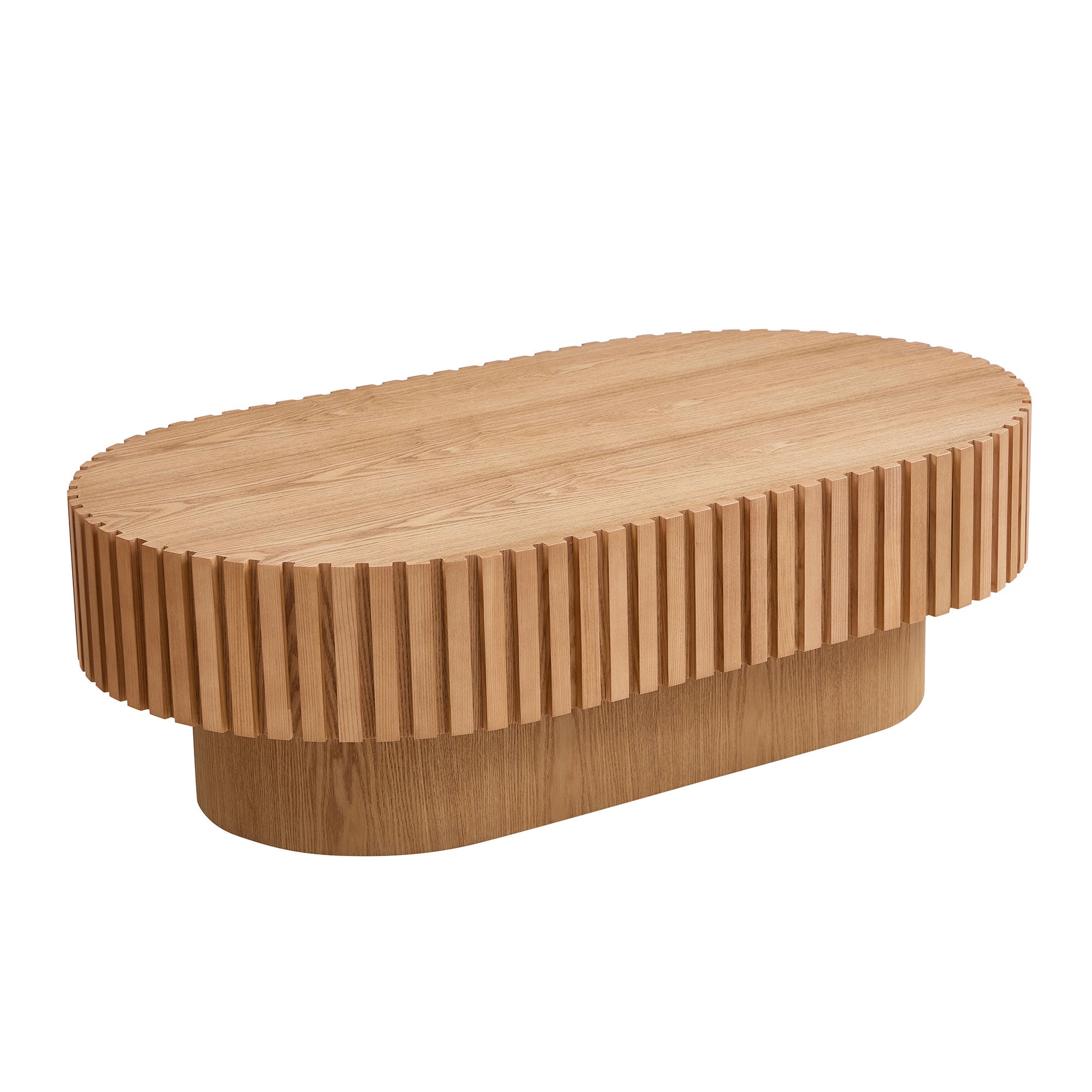 Small Wooden Oval Coffee Table: 43.70 Inches, Hand - crafted, Sturdy Pedestal 3 Color