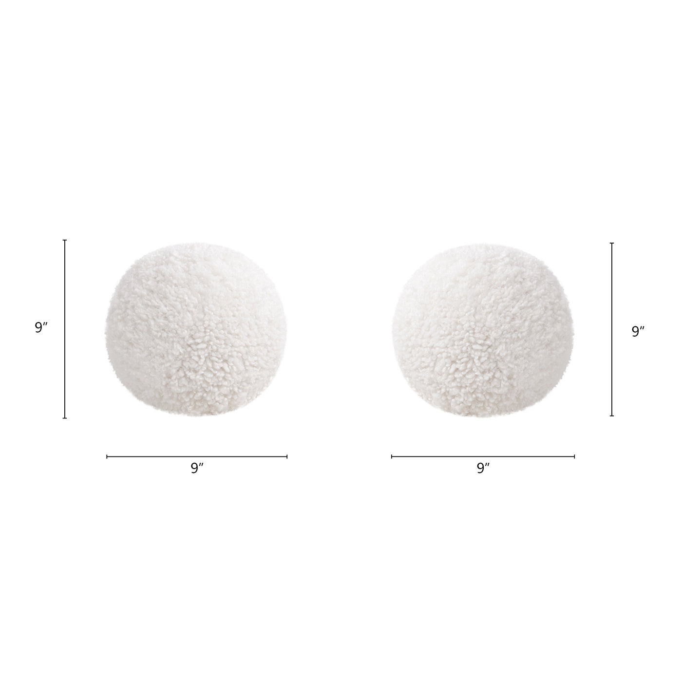 9" Round Sphere Accent Ball Throw Pillow, Curly White Faux