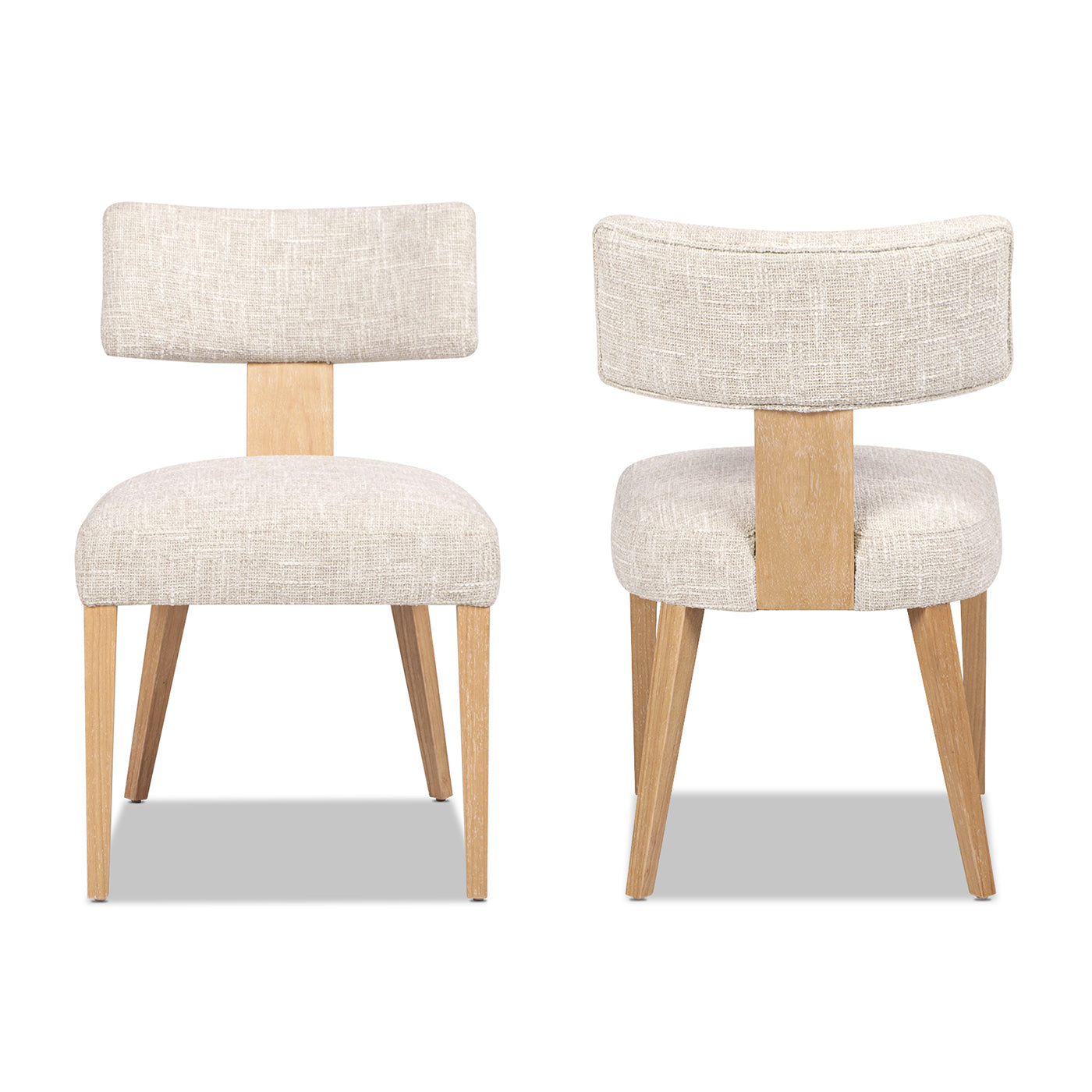 Back Upholstered Dining Side Chair, Set of 2, Travertine Beige Chenille