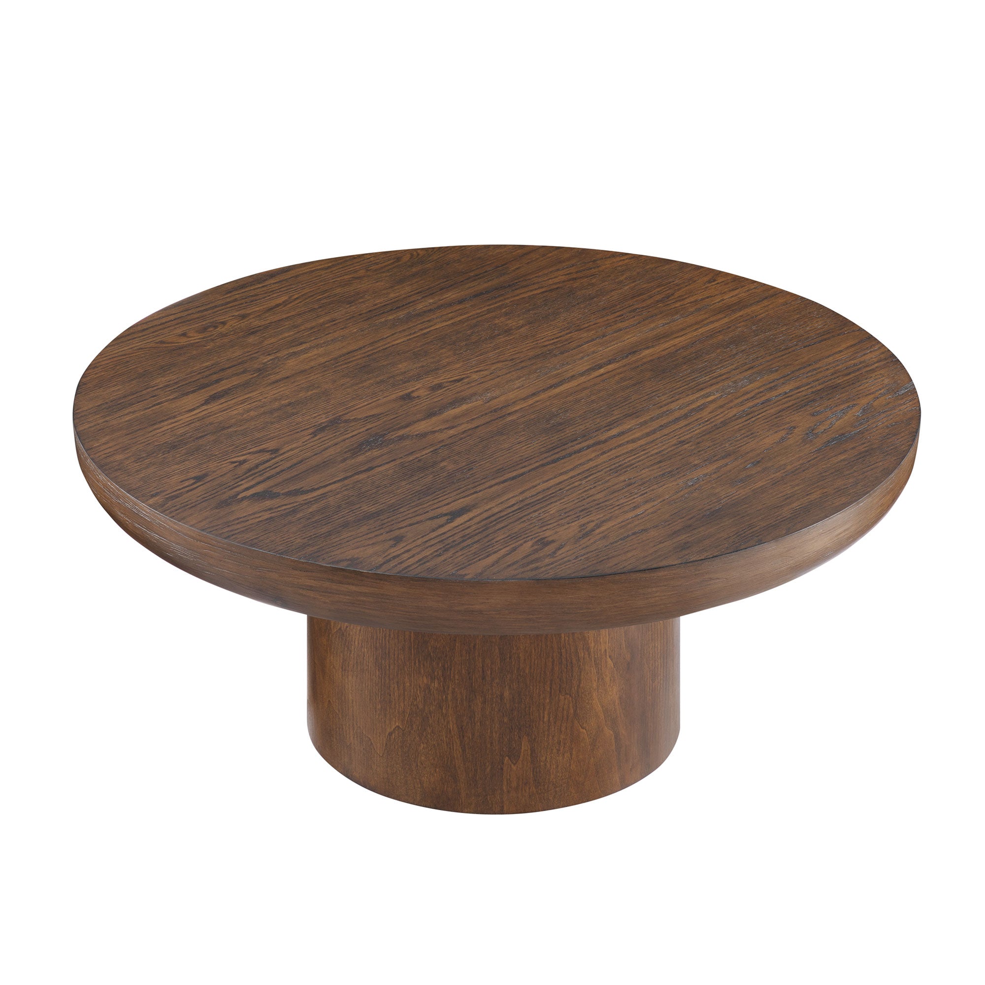 35.98 - inch Round Coffee Table: Cylindrical Leg, Wood Veneer for Living & Office