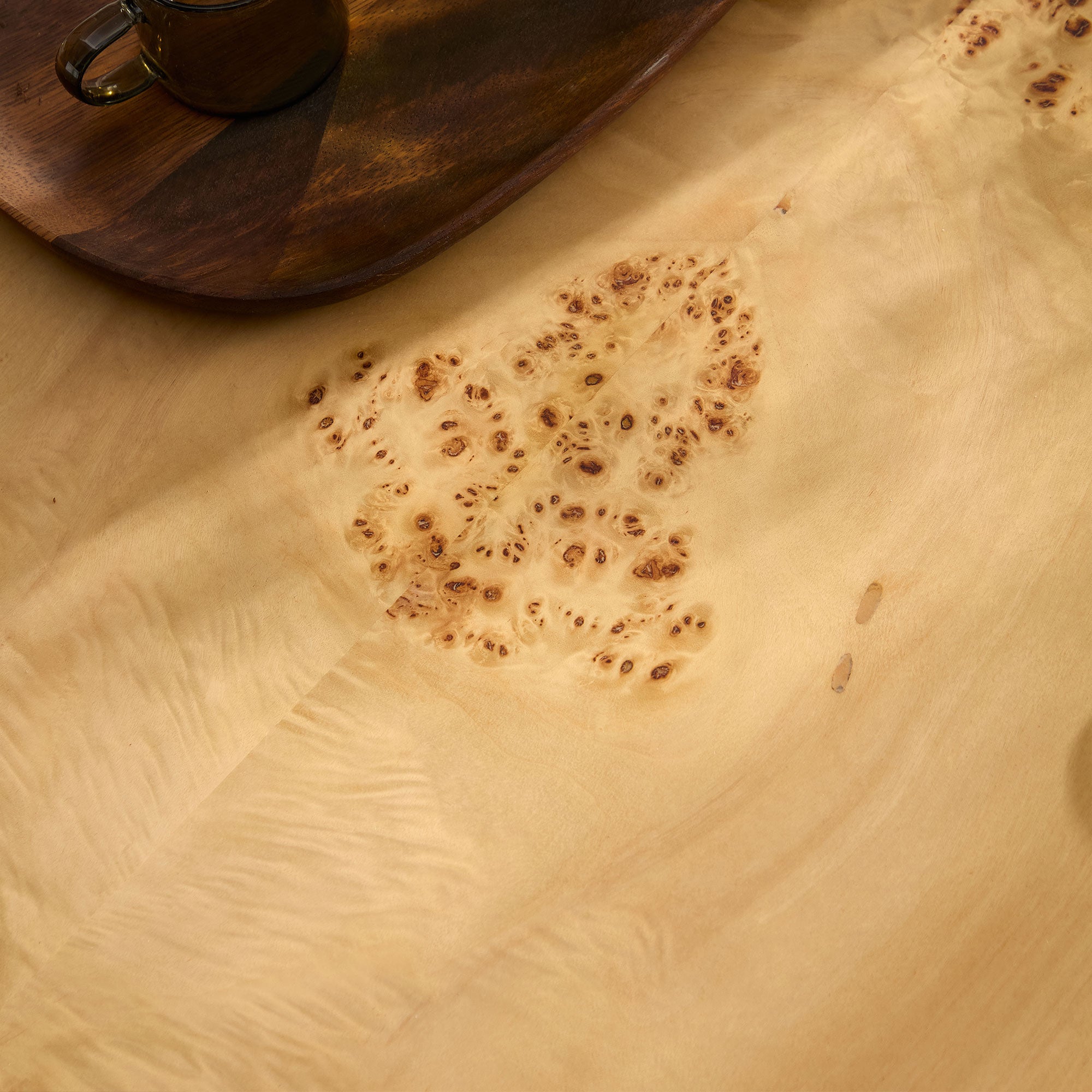 43.31 - Inch Rectangle Coffee Table in Mid - Century Style with Burl Wood Veneer