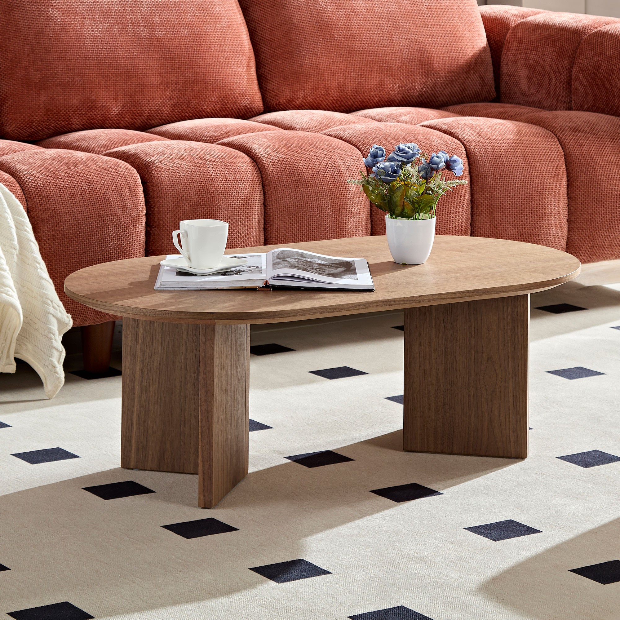 MDF Oval Coffee Table (39.37 Inches): Ideal for Contemporary Living Rooms