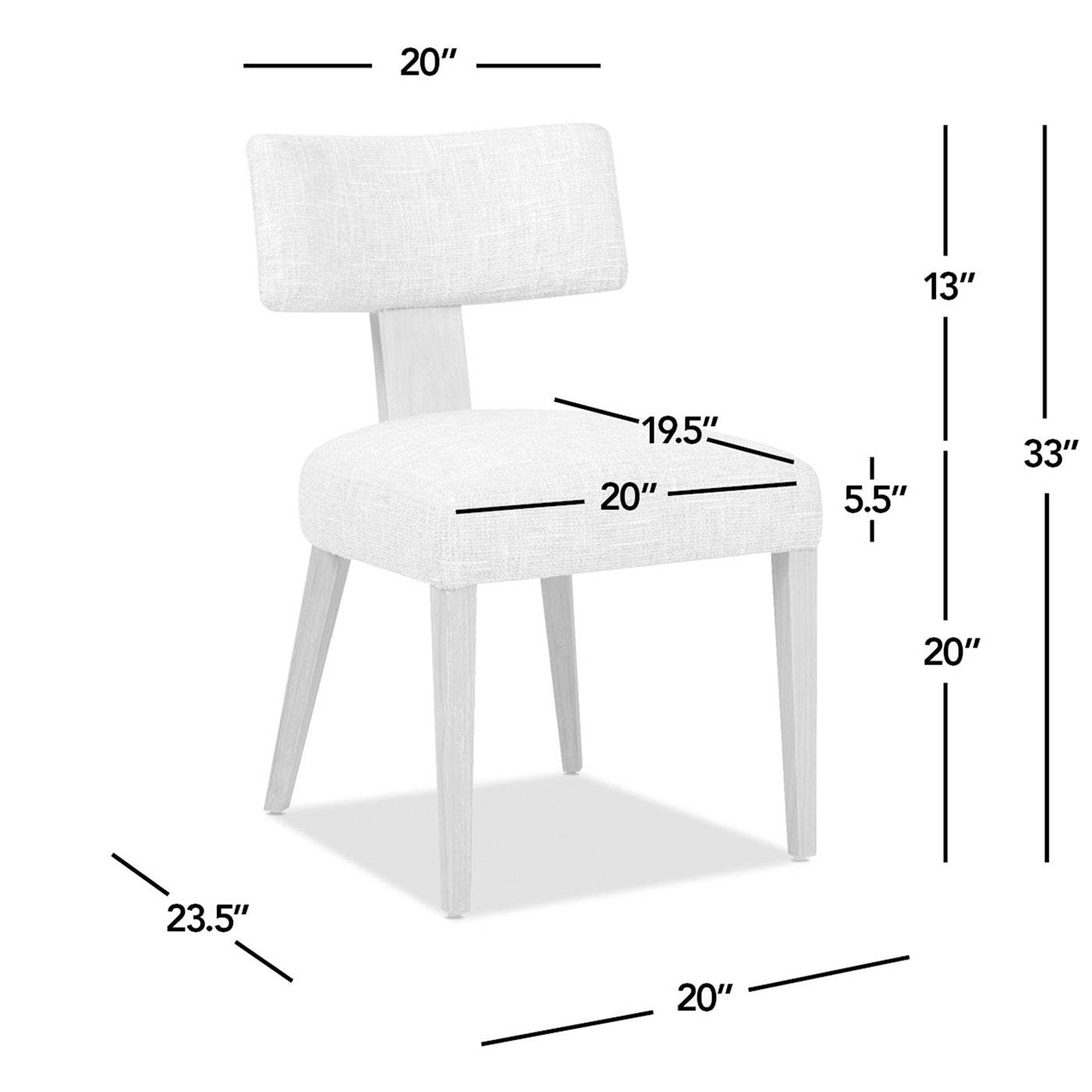 Back Upholstered Dining Side Chair, Set of 2, Travertine Beige Chenille