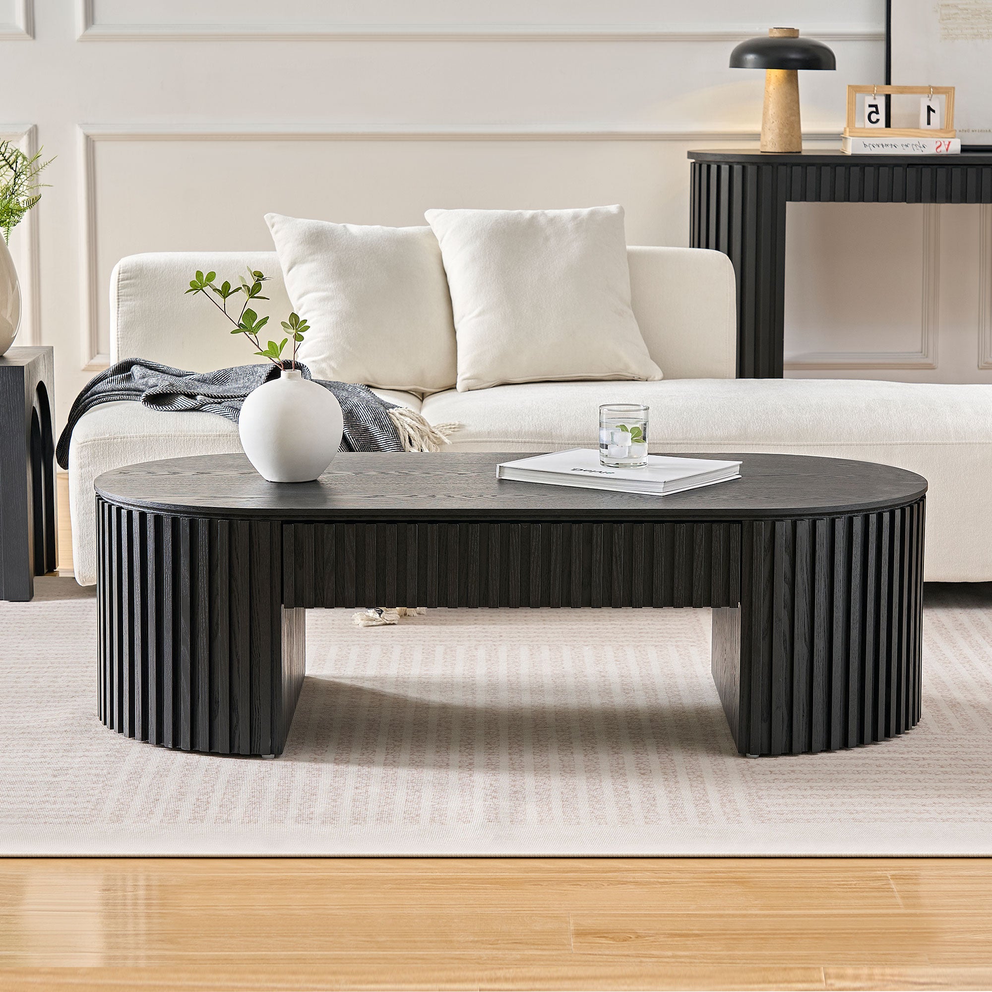 Oval Wood Coffee Table With Drawer Mid Century Modern Coffee Table Unique Coffee Table for Living Room Furniture, Tea Table