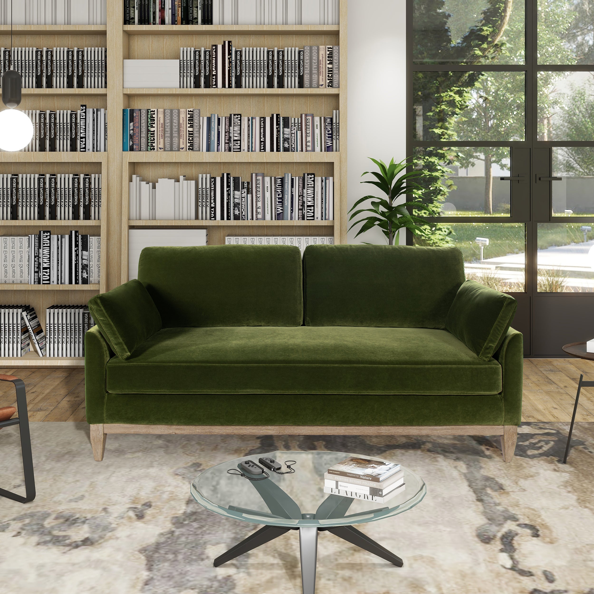 Olive Green Performance Velvet Sofa Chaise Lounge Chair and  Accent Arm Chair