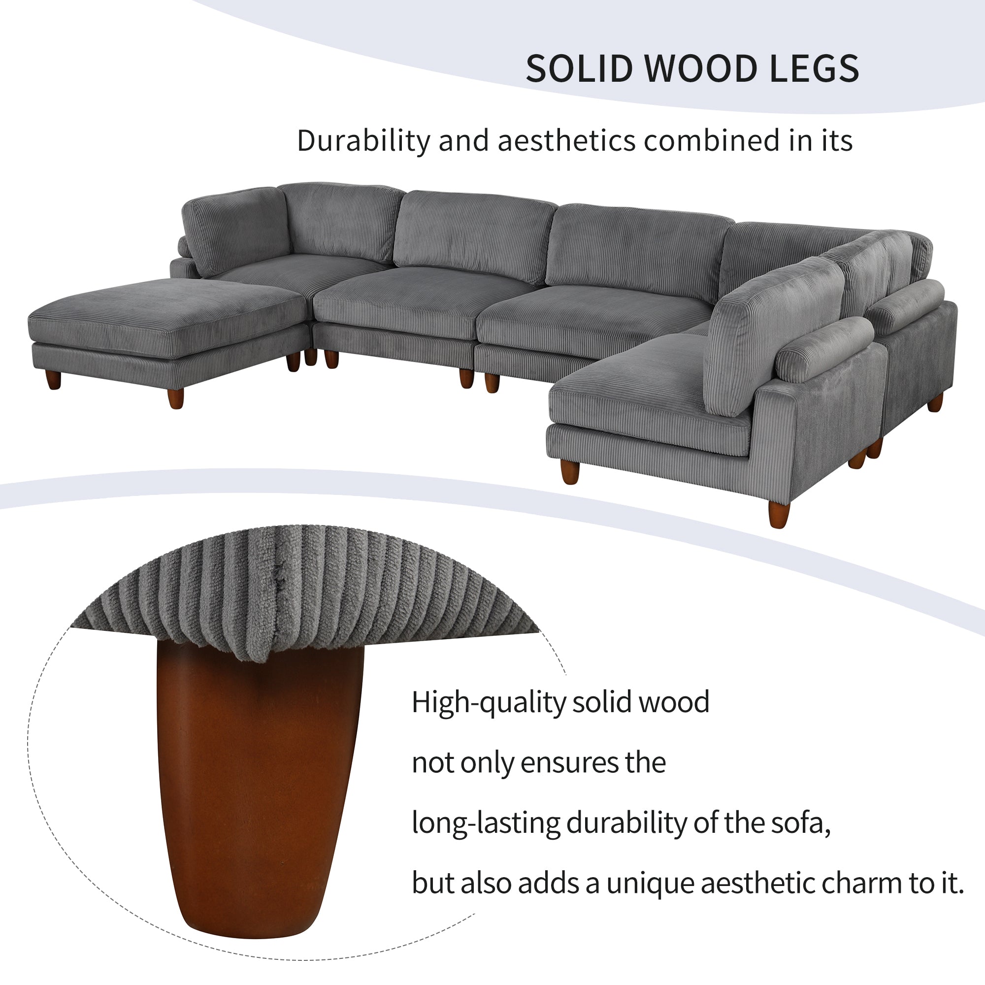163''Modular Sectional Sofa,with Ottoman