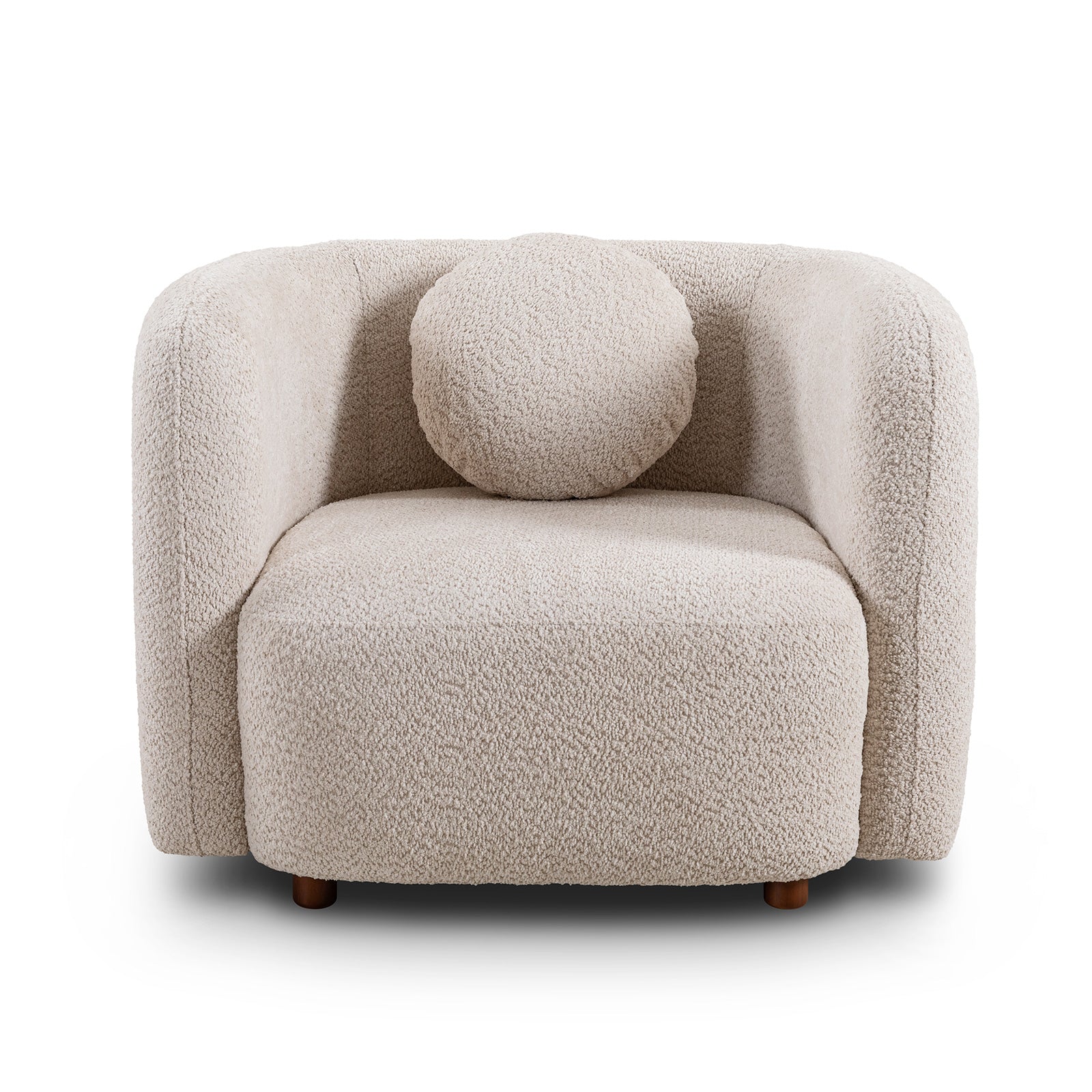Living Room Armchair: Boucle Upholstered Single Cloud Couch in Japandi Style
