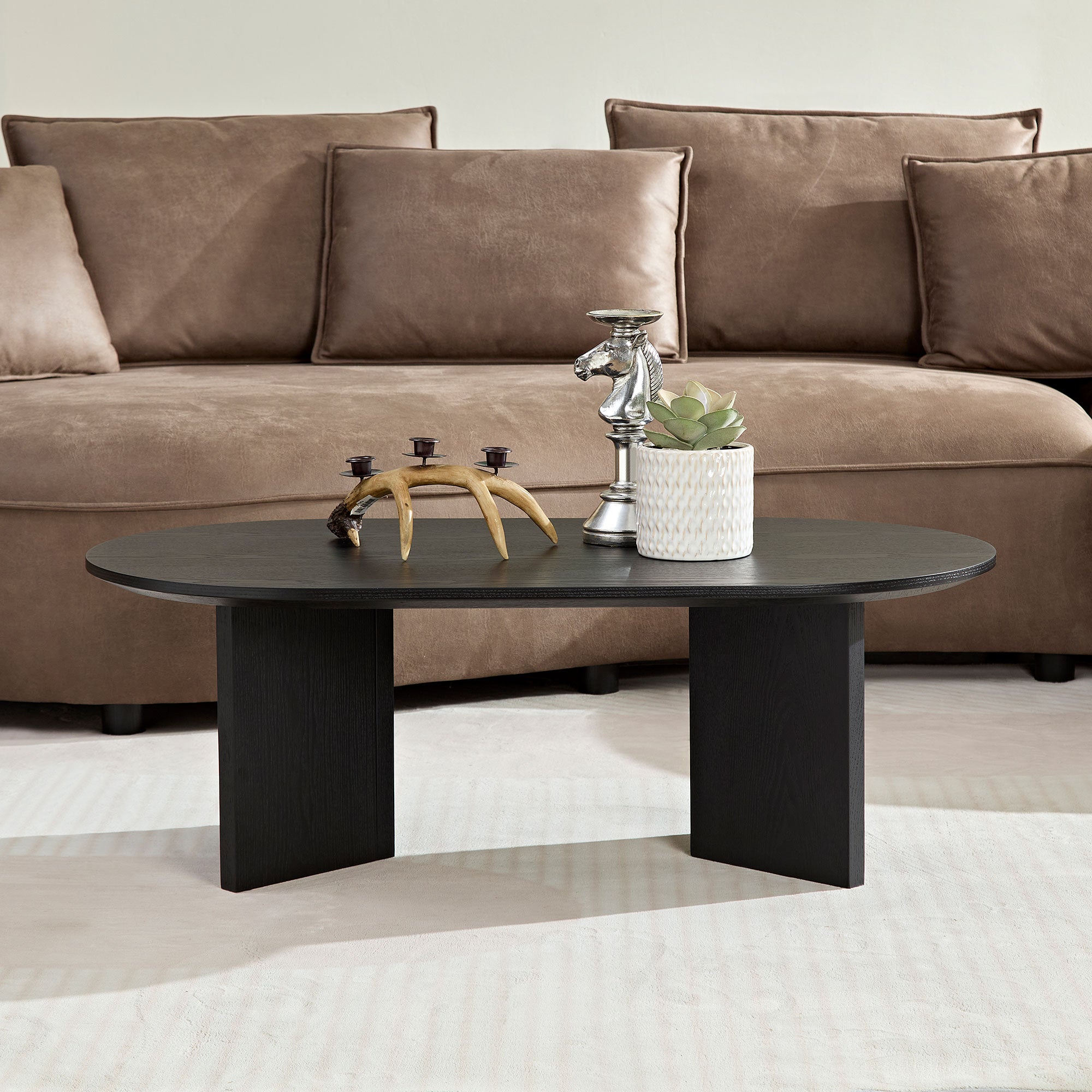 MDF Oval Coffee Table (39.37 Inches): Ideal for Contemporary Living Rooms