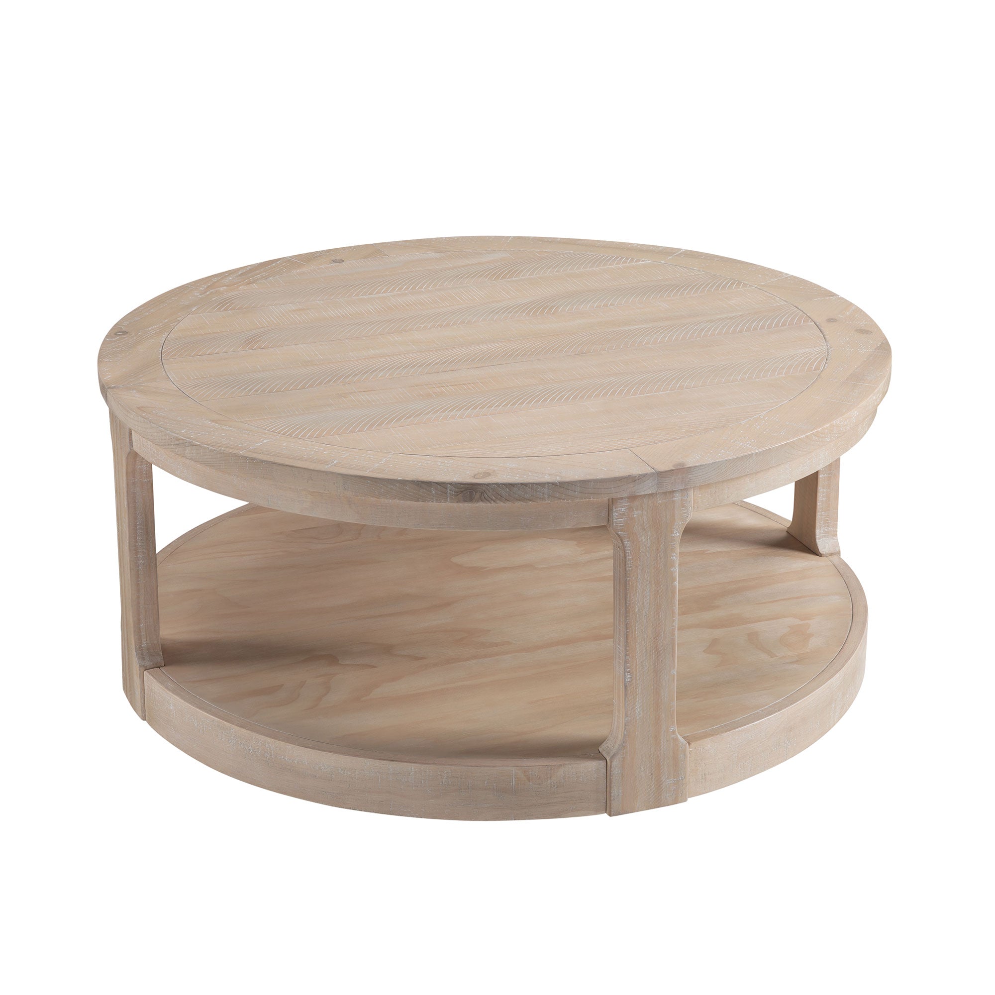 40 - inch 2 - Tier Traditional Round Wooden Coffee Table with Wheels