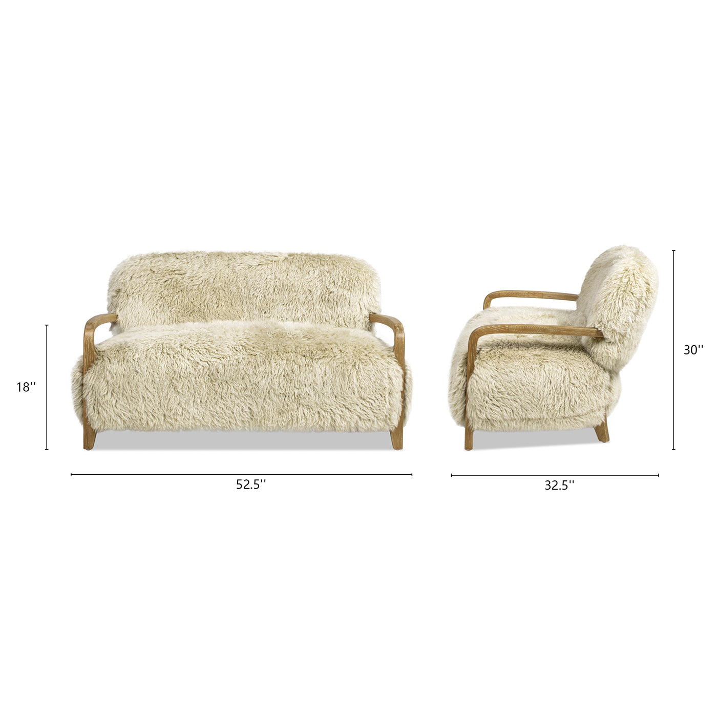 Genuine Sheepskin Fur Split Back Natural Blonde Collection – Dining Chair, Bar Stool, Accent Arm Chair, Loveseat &amp; Ottoman