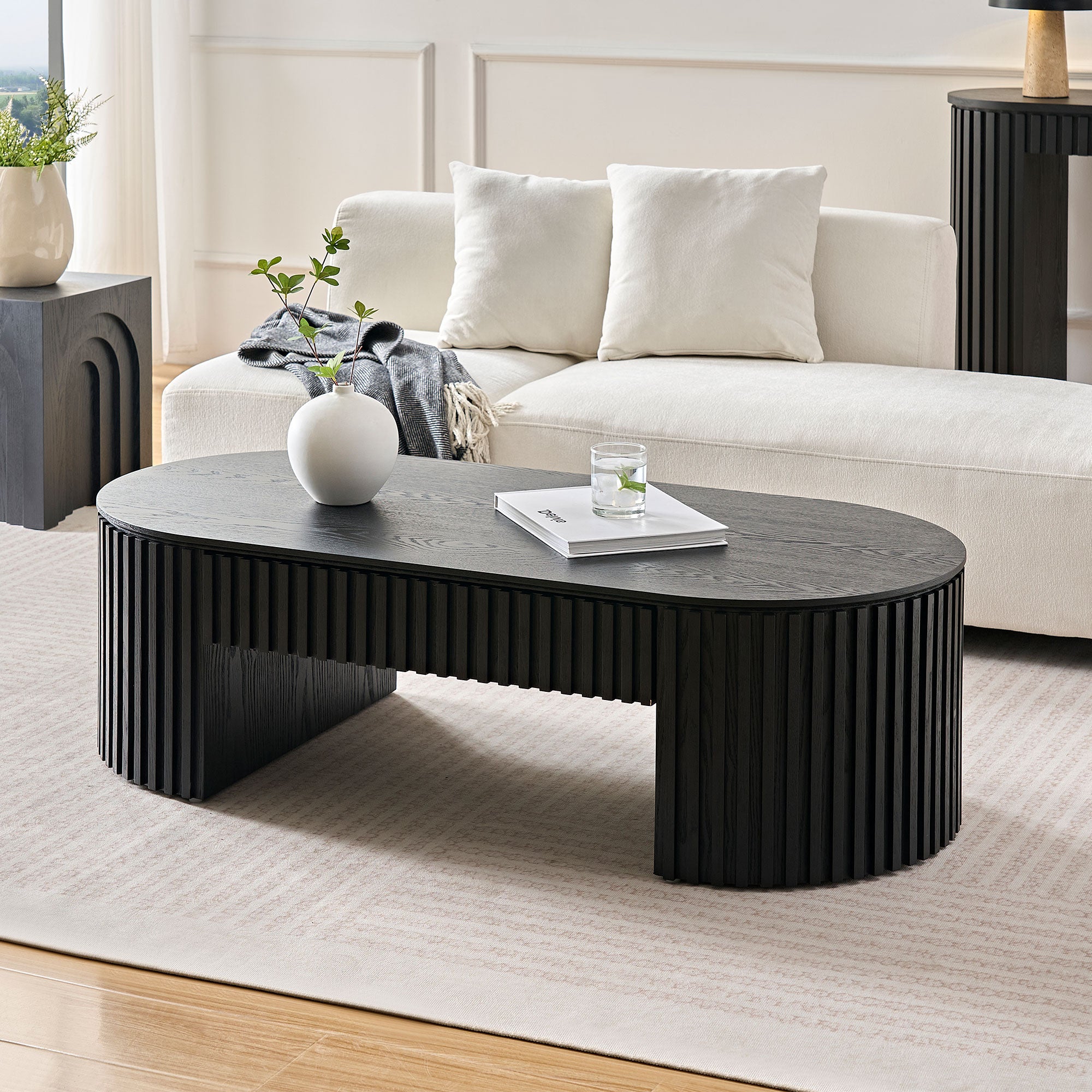 Oval Wood Coffee Table With Drawer Mid Century Modern Coffee Table Unique Coffee Table for Living Room Furniture, Tea Table